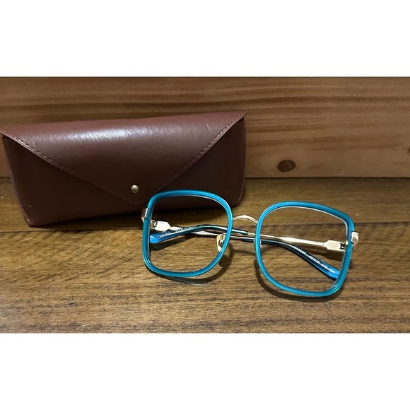 Womens teal square prescription-ready glasses  + case (56-20-140) - Picture 3 of 7